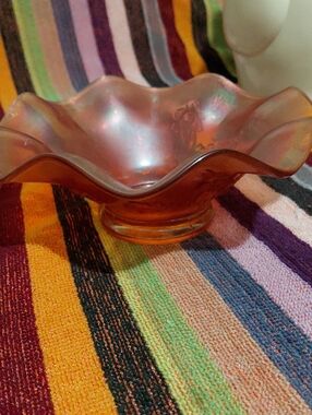 Iridescent Amber Glass Decorative Bowl - Home Art